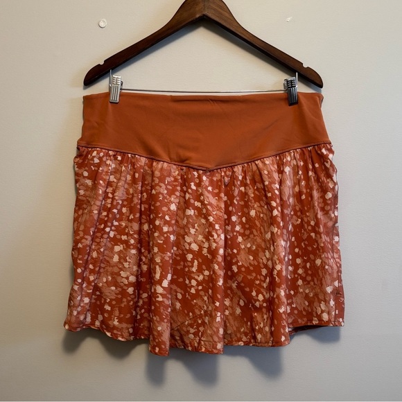 Aerie X Aly Raisman Offline Real Me Preppy Tennis Mini Skort Skirt Shorts Orange - Picture 6 of 9